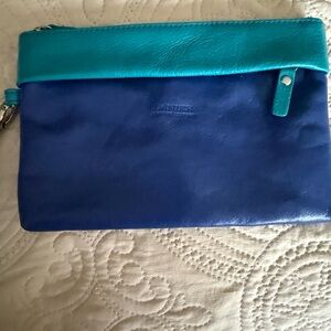 Danier Blue and Teal Leather Clutch